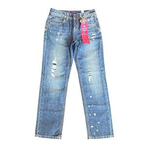 NWT Justice Premium Denim Skinny Simply Low Jeans Distressed Patches Girls 10R